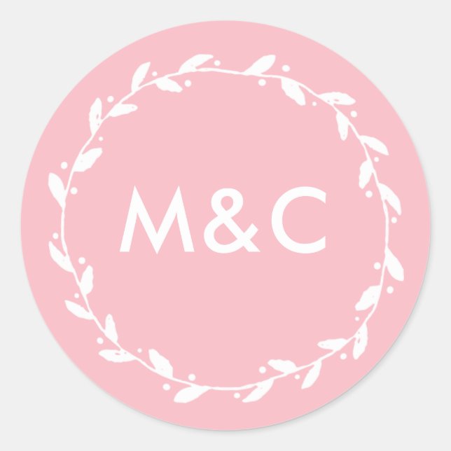 Rosa Hochzeitsticker Runder Aufkleber (Vorderseite)