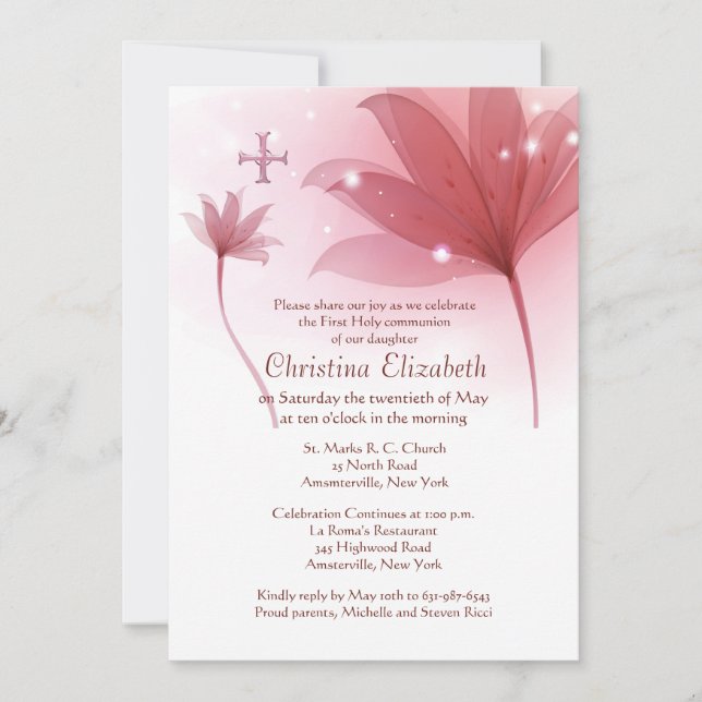 Rosa hohe Einladung (Vorderseite)