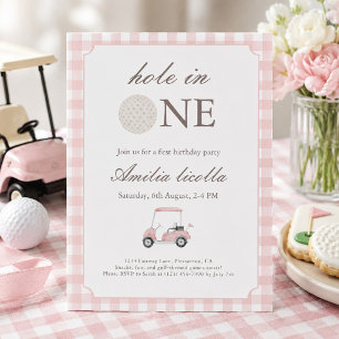 Rosa Hole-in-One Golf-Geburtstagseinladung Einladung