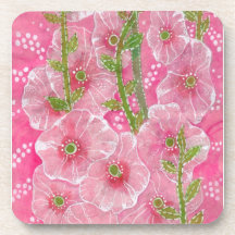 Rosa Hollyhock Malva Blume Blumengemälde
