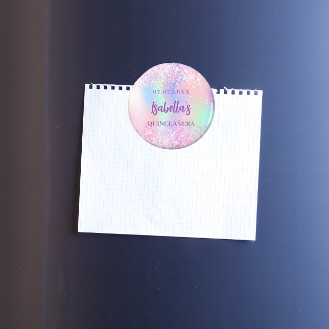 Rosa holografische Bezeichnung Quinceanera Magnet (Von Creator hochgeladen)