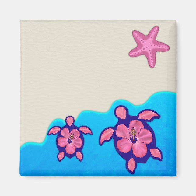 Rosa Honu Turtles Magnet (Vorne)