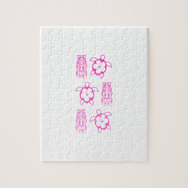 Rosa Honu und Tiki Maske (Vertikal)