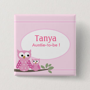 Rosa Hoot Owls Baby Shootname Schaltfläche Button
