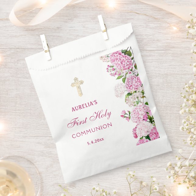Rosa Hortensie Erste Kommunion Geschenktütchen (Ausgeschnitten)