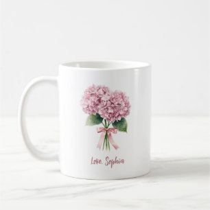 Rosa Hortensie Frühlingsblume Florale benutzerdefi Kaffeetasse