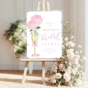 Rosa Hortensie und Champagner-Duschbegrüßung Gemal Acrylschild