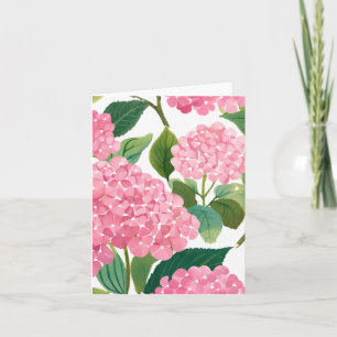 Rosa Hortensie Wasserfarben Florale Küstenoptik Dankeskarte