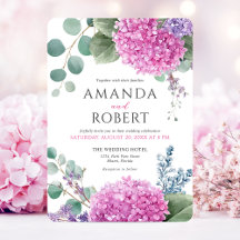 Rosa Hortensien-Blumen Aquarell Elegante Hochzeit