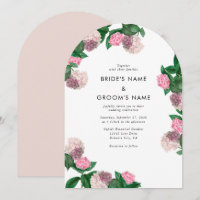 Rosa Hortensien-Blumen-Grün-Architektur-Hochzeit