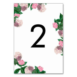 Rosa Hortensien-Blumen-Grün-Moderne Hochzeit Tischnummer