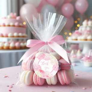 Rosa Hortensien-Blumenstreifen-Baby Shower Runder Aufkleber