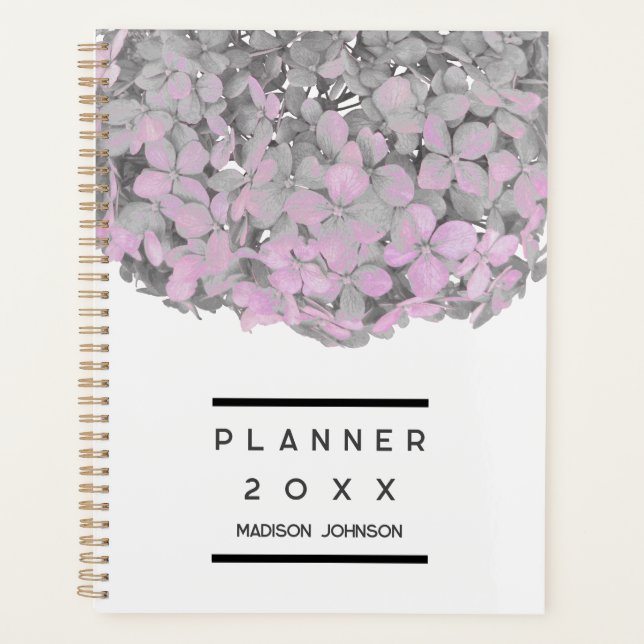 Rosa Hortensien Blüten Personalized Planer (Vorderseite)
