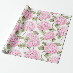 Rosa Hortensien Botanisches Geschenkpapier