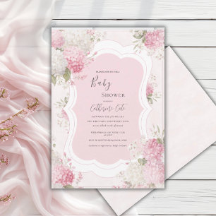 Rosa Hortensien Florale Elegante Babyparty Einladung