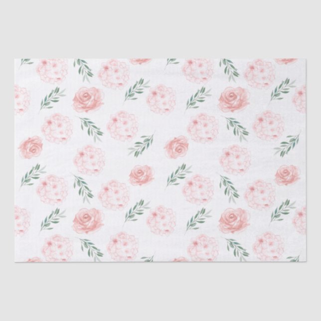 Rosa Hortensien-Geschenkseidenpapier  Seidenpapier (Vorderseite)