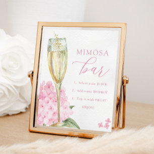 Rosa Hortensien & Goldglas Mimosa Bar Poster