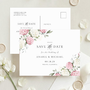 Rosa Hortensien Save-the-Date Einladungskarte Ankündigungspostkarte