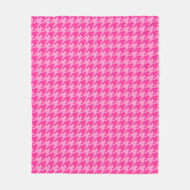 Rosa Houndstooth Karo Karomuster Fleecedecke (Vorderseite)