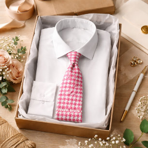 Rosa Houndstooth-Muster Klassischer preppy Stil Krawatte