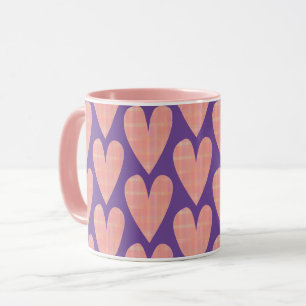 Rosa Hübsche Herzen auf Lila Tasse Cup