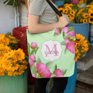 Rosa Hübsche Monogramm Personalisiert Tasche