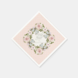 Rosa Hübsche Weiße Seite Blumenmuster Brautparty Serviette