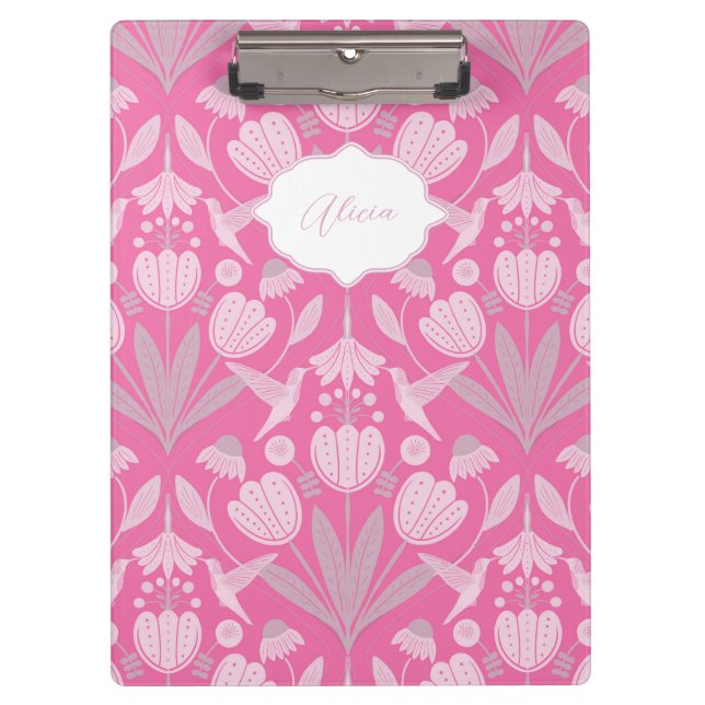 Rosa Hummingbird Coquette Personalisiert Klemmbrett (Vorderseite)
