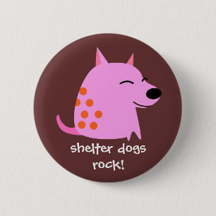 Rosa Hund - Schutz verfolgt Felsen Button