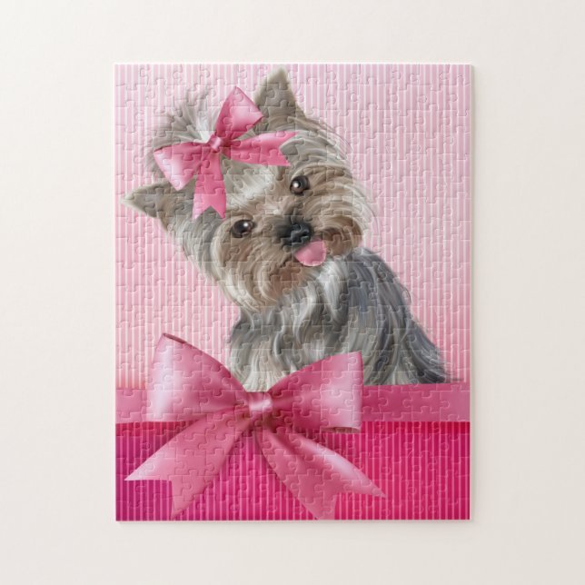 Rosa Hündchen Yorkshire-Terrier Prinzessin-Yorkie (Vertikal)