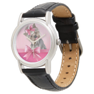 Rosa Hündchen Yorkshire-Terrier Prinzessin-Yorkie Armbanduhr