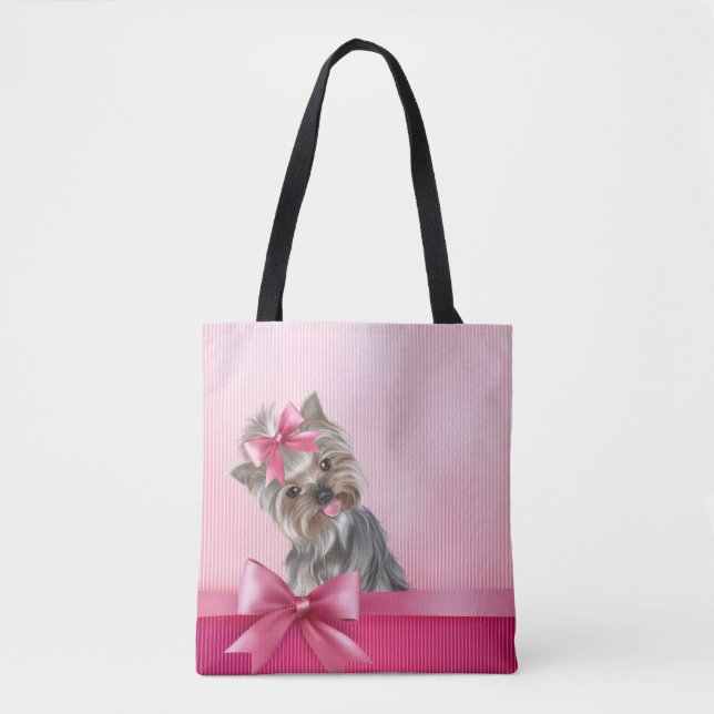 Rosa Hündchen Yorkshire-Terrier Prinzessin-Yorkie Tasche (Vorderseite)