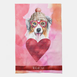 Rosa Hunde Liebhaber Valentinstag Geschenk Austral Geschirrtuch
