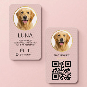 Rosa Hundefoto QR Code für soziale Medien Visitenkarte