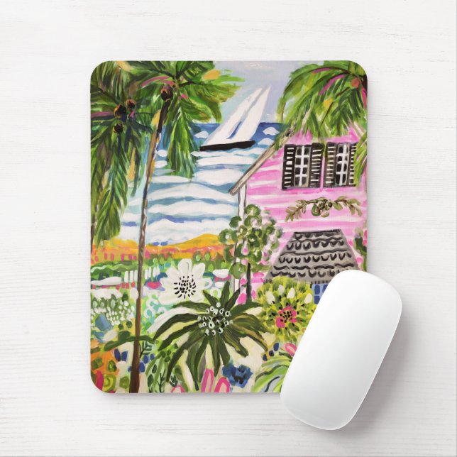 Rosa Hütte an der Bucht I Mousepad (Mit Mouse)