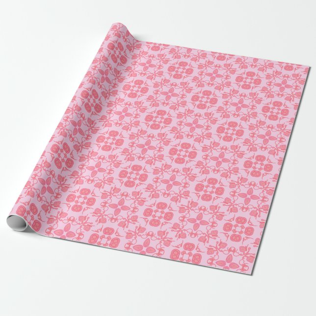 Rosa Hütte Blumenblättriges Wrapping Paper Geschenkpapier (Ungerollt)