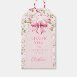Rosa Hütte Rose mit Bow Coquette Brautparty Geschenkanhänger