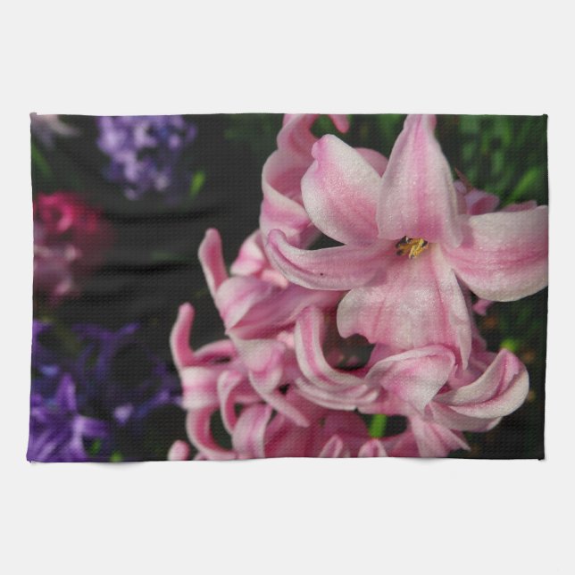 Rosa Hyacinth Frühlingsfloral Küchentuch (Horizontal)