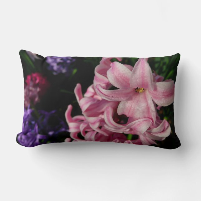 Rosa Hyacinth Frühlingsfloral Lendenkissen (Vorderseite)