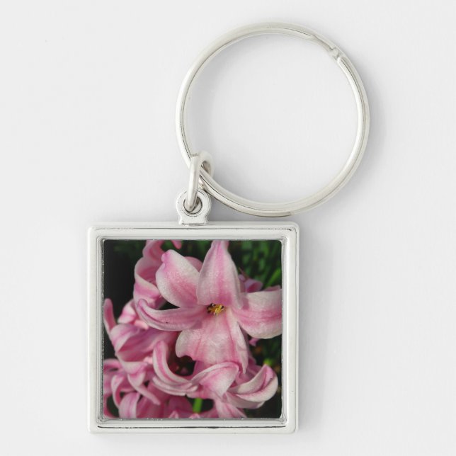 Rosa Hyacinth Frühlingsfloral Schlüsselanhänger (Vorne)