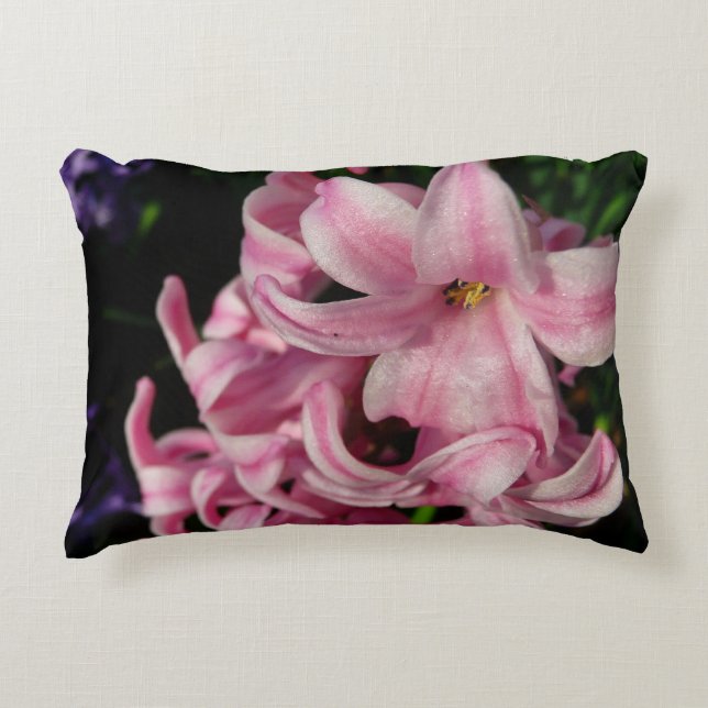 Rosa Hyacinth Frühlingsfloral Zierkissen (Vorderseite)