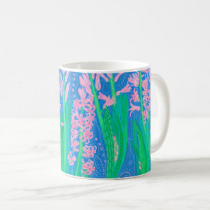 Rosa Hyacinths Frühlingsblumen Blumengemälde Kaffeetasse