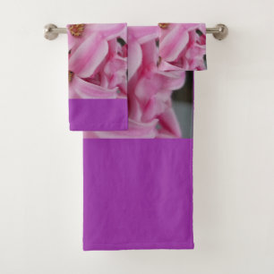 rosa Hyazinthe-Blume Badhandtuch Set
