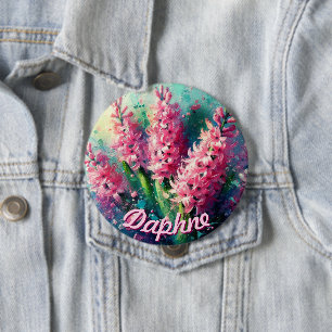 Rosa Hyazinthen Hyazinthe Floral Personalisiert Button