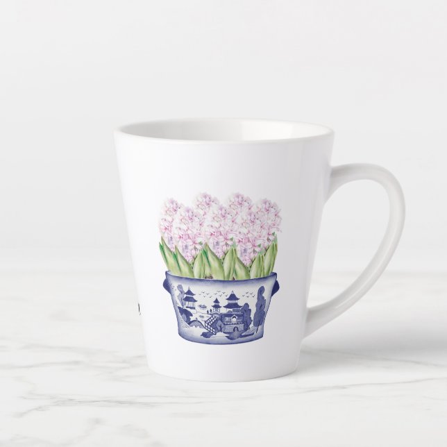 Rosa Hyazinthen in Chinoiserie Planter Keramik Milchtasse (Rechts)