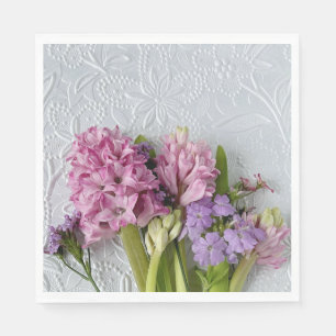 Rosa Hyazinthen mit Verbena Serviette