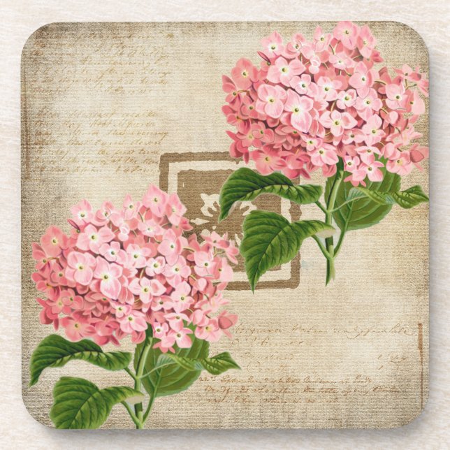Rosa Hydrangea-Cluster II Getränkeuntersetzer (Vorderseite)