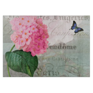 Rosa Hydrangea-dekoratives Glasschneiden-Brett Schneidebrett