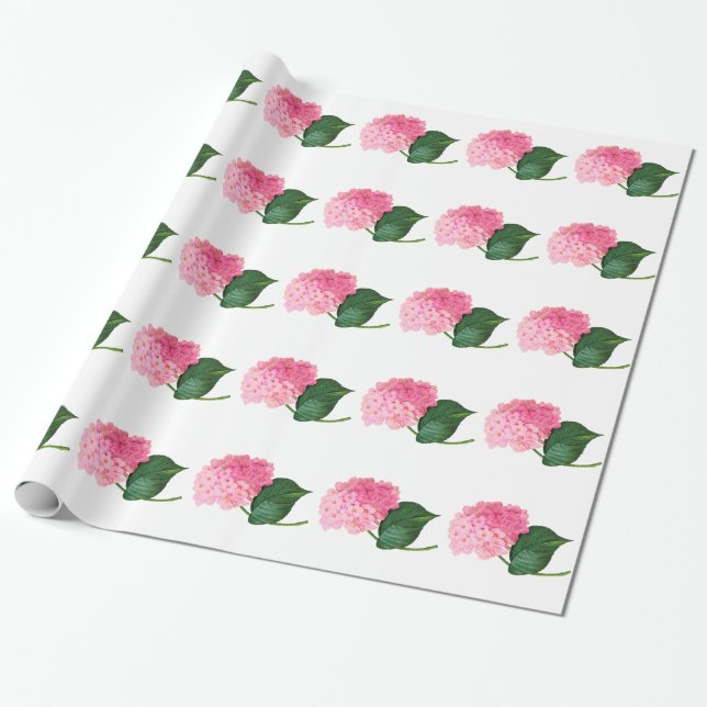 Rosa Hydrangea glänzendes Wrapping Paper Geschenkpapier (Ungerollt)