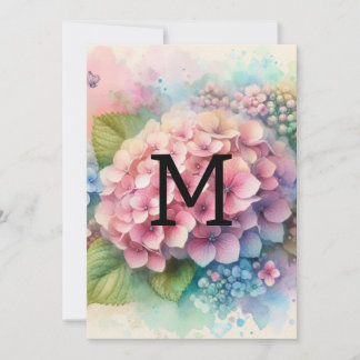 Rosa Hydrangea, Monogramm Einladung